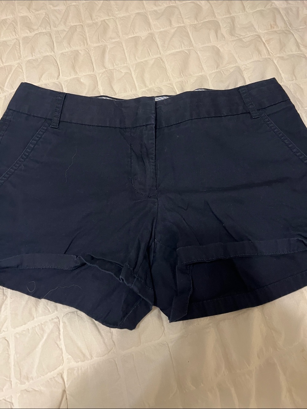 J. Crew Navy High-Waist Cotton Blend Shorts - Picture 2 of 6